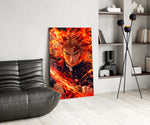 Flame Hashira Kyojuro Rengoku Glass Wall Art || Designer Collection