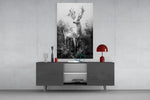 Monochrome Deer Glass Wall Art || Designer Collection