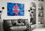The fluctuating Detroit Pistons Glass Wall Art || Designer Collection