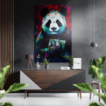Turkoois panda met dollar biljetten – Dibond Schilderij