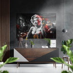Rook en rozen bar vrouw – Dibond Schilderij