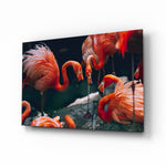 Flamingos Glass Wall Art.