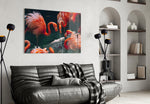 Flamingos Glass Wall Art.