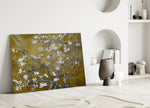 White Flowers Glass Wall Art.