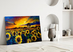 Sunflower Flower Glass Wall Art.