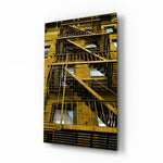Yellow Stairs Glass Wall Art.