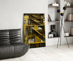 Yellow Stairs Glass Wall Art.