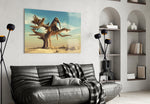 Thinking Elephant Glass Wall Art.