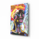 Woman with Earrings Glass Wall Art.