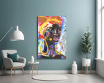 Woman with Earrings Glass Wall Art.