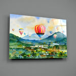 Hot Air Balloons Glass Wall Art.