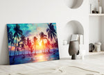 Sunset and Palms Glass Art.