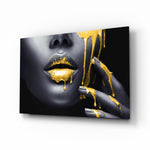 Yellow Lips Glass Wall Art.
