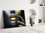 Yellow Lips Glass Wall Art.