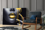 Yellow Lips Glass Wall Art.