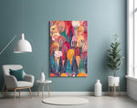 Colorful Trees Glass Wall Art.