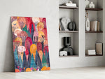 Colorful Trees Glass Wall Art.