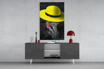 Yellow Hat Glass Wall Art.