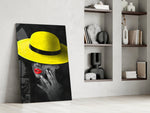 Yellow Hat Glass Wall Art.