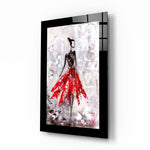 Abstracte Danseres in Rode Rok – Glasschilderij