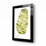 Olijfgroen Palmenblad in Aquarelstijl – Glasschilderij