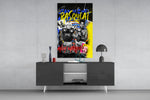 Gele graffiti boksen Duo popart – Glasschilderij
