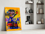 Gele Tribal masker graffiti – Glasschilderij
