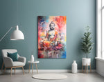 Watercolor spat Meditating Boeddha – Glasschilderij