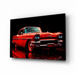 Vintage rode Coupe Glitch – Glasschilderij