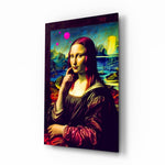Levendige popart landschap Mona Lisa – Glasschilderij