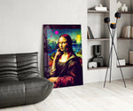 Levendige popart landschap Mona Lisa – Glasschilderij