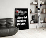 Two Rules voor Success zwarte typografie – Glasschilderij