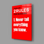 Two Rules voor Success krachtige rode Quote – Glasschilderij