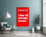 Two Rules voor Success krachtige rode Quote – Glasschilderij