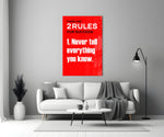 Two Rules voor Success krachtige rode Quote – Glasschilderij