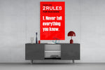 Two Rules voor Success krachtige rode Quote – Glasschilderij