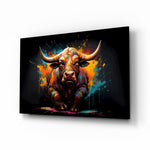 Vibrant staande stier spat – Glasschilderij