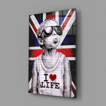 Union Jack jongen met zonnebril – Glasschilderij