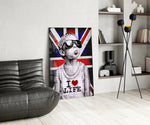 Union Jack jongen met zonnebril – Glasschilderij