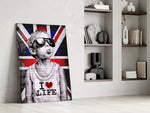 Union Jack jongen met zonnebril – Glasschilderij