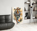 Watercolor Prowling tijger spat – Glasschilderij