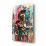 Vibrant abstracte Spartaan – Glasschilderij