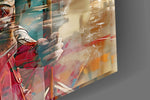 Vibrant abstracte Spartaan – Glasschilderij