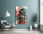 Vibrant abstracte Spartaan – Glasschilderij
