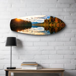 Lakeside Sunset Mirror Landscape Glass Wall Art.