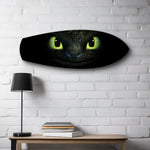 Black Dragon Green Eyes Glass Wall Art.