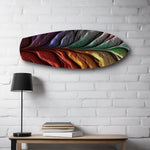 Rainbow Textured Leaf Abstract Glass Wall Art.