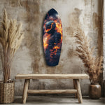 Flaming Helmet Motorcycle Rider Tempered Glass Wall Art.