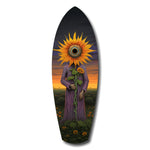 Sunflower-Headed Figure Surreal Glass Wall Art.