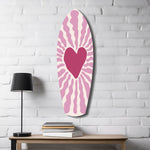 Pink Heart Burst Minimal Glass Wall Art.